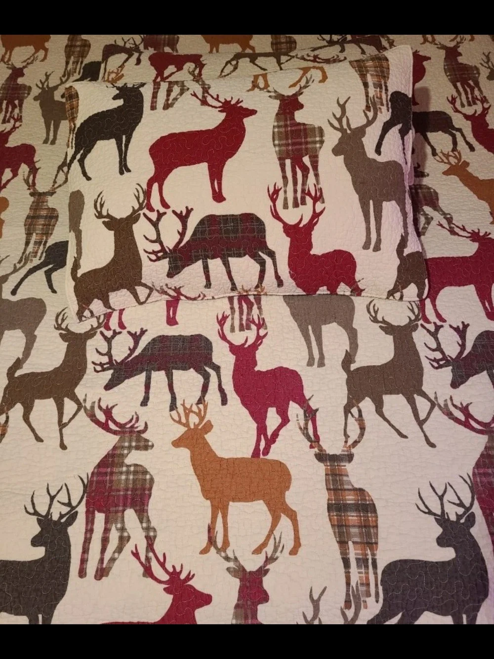 Deer Print Quilted Pillow Shams and Bedspread